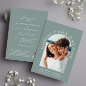 Invitation Photo Arch moderne QR Code Sage Mariage Décontract