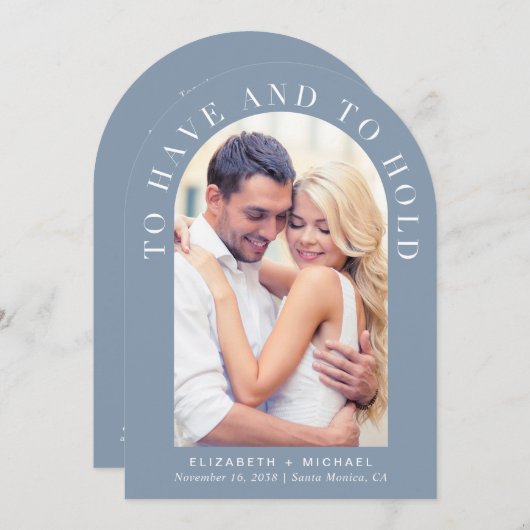 Invitation Photo Arch moderne QR Code Tout en un Mariage (Devant / Derrière)