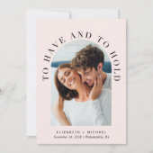 Invitation Photo Arch moderne QR Code Tout en un Mariage rose (Devant)