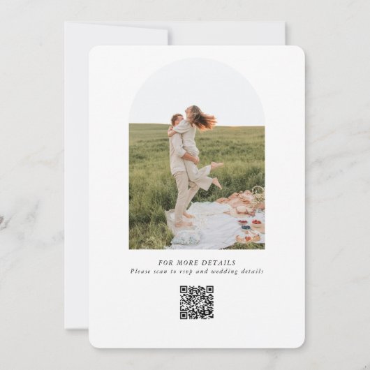 Invitation Photo Arch simple moderne Mariage de code QR (Dos)