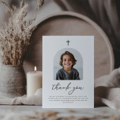 Invitation Photo Arched First Communion Boy Merci