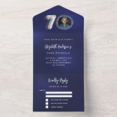 Invitation photo argent bleu marine pour 70e anniv (À l'intérieur)