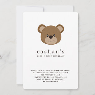 Invitation Photo arrondi de premier anniversaire mignon ours