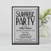 Invitation Photo Art Déco Argent Anniversaire Surprise Party (Debout devant)
