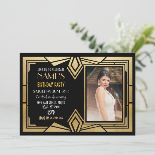 invitation photo Art déco des années 1920 Gatsby (Debout devant)