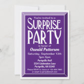 Invitation Photo Art déco violet Anniversaire Surprise Party (Devant)