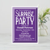 Invitation Photo Art déco violet Anniversaire Surprise Party (Debout devant)