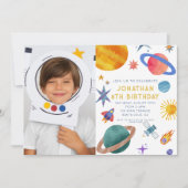 Invitation Photo Astronaut Planètes Space Boy Anniversaire (Devant)
