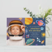 Invitation Photo Astronaut Planètes Space Boy Anniversaire (Debout devant)