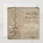 Invitation Photo au verso Cage à oiseaux Save the Date (Devant)
