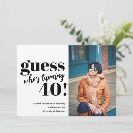 Invitation Photo audacieuse 40e anniversaire (Debout devant)