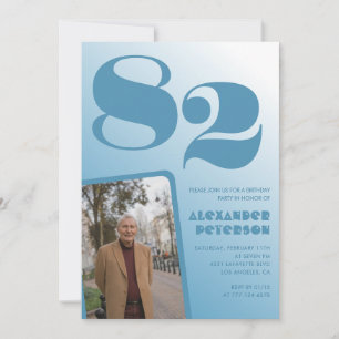 Invitation Photo avec dégradé bleu rétro pour 82e anniversair