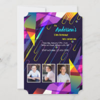 Invitation photo avec kaléidoscope de couleurs