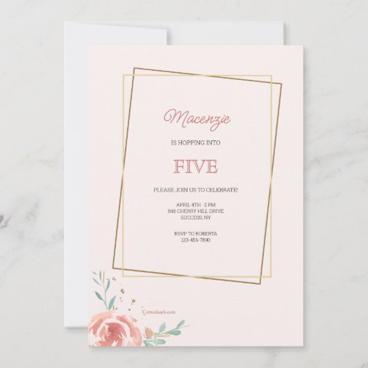 Invitation photo avec lapin en image par image (Dos)