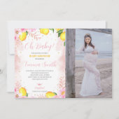 Invitation Photo Baby shower à la limonade florale (Devant)