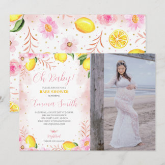 Invitation Photo Baby shower à la limonade florale