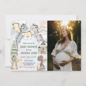 Invitation Photo Baby shower de dragon mou d'aquarelle (Devant)