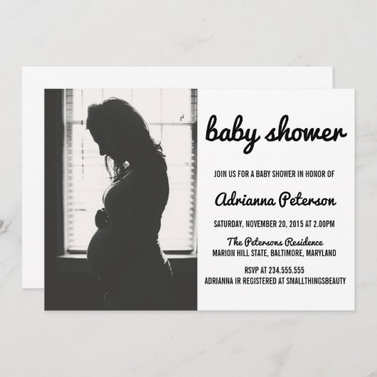 Invitation Photo Baby shower simple et moderne (Devant / Derrière)