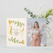 Invitation Photo Baby shower végétal céleste Vintage (Debout devant)