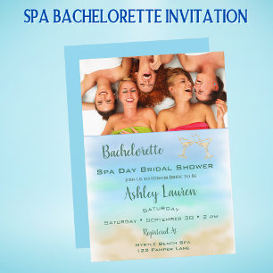 Invitation Photo Bachelorette Fête des mariées Jour Spa