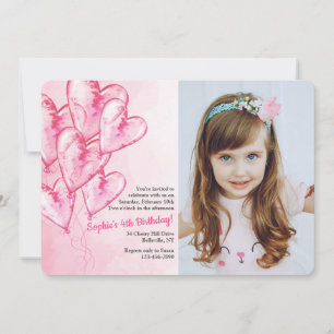 Invitation Photo Ballons Roses