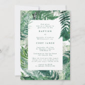 Invitation Photo Baptême botanique verte et élégante (Devant)