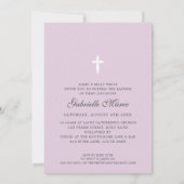 Invitation PHOTO BAPTISM élégante calligraphie doux lilas (Dos)