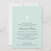 Invitation PHOTO BAPTISM élégante calligraphie vert menthe do (Dos)