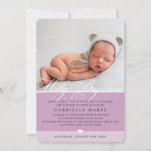 Invitation PHOTO BAPTISM fantaisie calligraphie florissante l