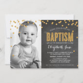 Invitation PHOTO BAPTISM Gold parties scintillant confetti ch (Devant)