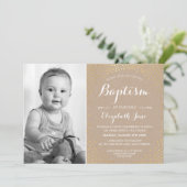 Invitation PHOTO BAPTISM mignon mini confetti en or blanc kra (Debout devant)