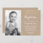Invitation PHOTO BAPTISM mignon mini confetti en or blanc kra (Devant / Derrière)