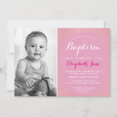 Invitation PHOTO BAPTISM mignon mini confetti en or motif ros (Devant)