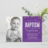 Invitation PHOTO BAPTISM mignon parties scintillant en or con (Debout devant)