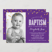 Invitation PHOTO BAPTISM mignon parties scintillant en or con (Devant / Derrière)