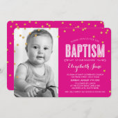 Invitation PHOTO BAPTISM parties scintillant en or mignon con (Devant / Derrière)