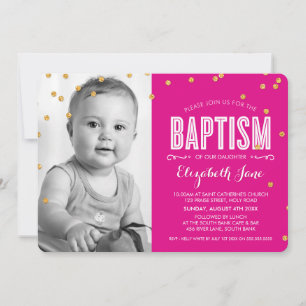 Invitation PHOTO BAPTISM parties scintillant en or mignon con