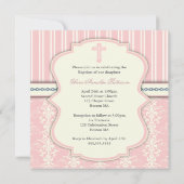 Invitation photo Baptism Pink Vintage Damask (Dos)