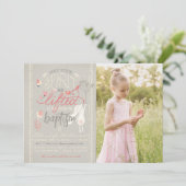 INVITATION PHOTO BAPTISME LDS | Typographie floral (Debout devant)