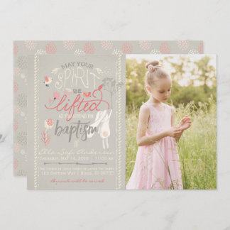 INVITATION PHOTO BAPTISME LDS | Typographie floral