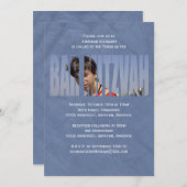 Invitation photo Bar Mitzvah en bleu (Devant / Derrière)