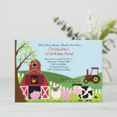Invitation Photo Barnyard Animal Fun Birthday Party (Debout devant)