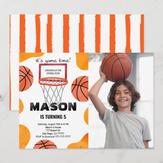 Invitation photo basket-ball (Devant / Derrière)