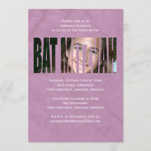 Invitation photo Bat mitzvah en violet