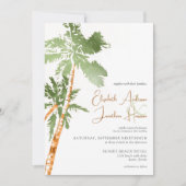 Invitation Photo Beach Palm Trees Destination Mariage Script (Devant)