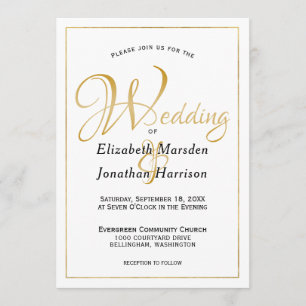 Invitation Photo Beaucoup d'Eaux Écriture Élégant Script Or