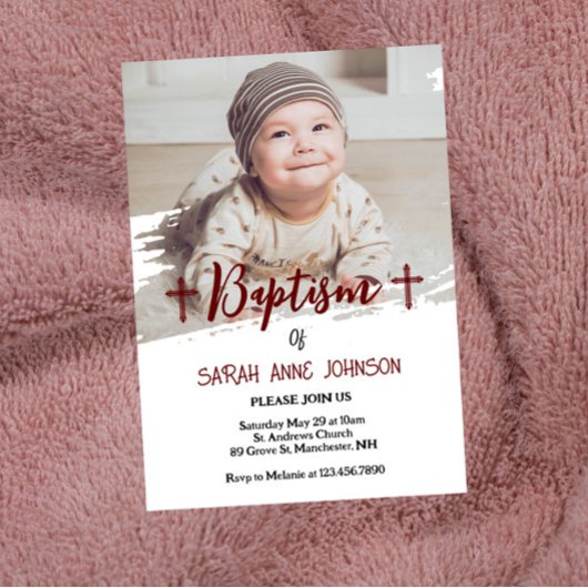 Invitation Photo bébé minimal moderne Baptême