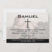 Invitation Photo bébé moderne noir et blanc pour une dédicace (Devant)