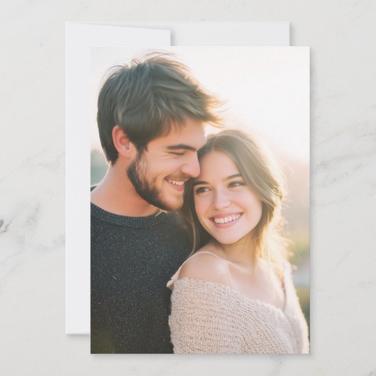 Invitation Photo beige romantique (Devant)