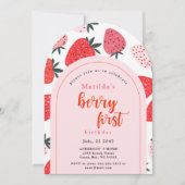 Invitation Photo Berry Premier anniversaire 1er Arc de fraise (Devant)